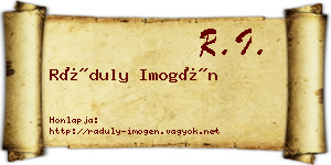 Ráduly Imogén névjegykártya
